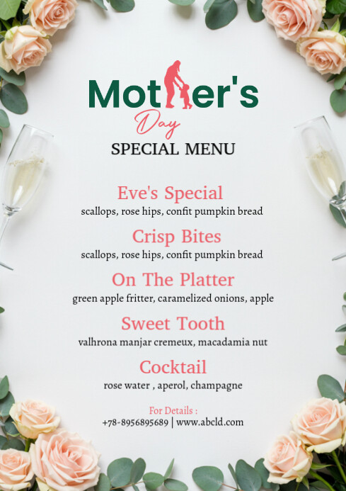 mother's day menu A4 template