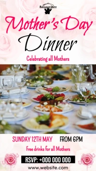 Mother's day menu งานแสดงผลงานแบบดิจิทัล (9:16) template