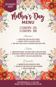 Mother's Day Menu Template Tabloid