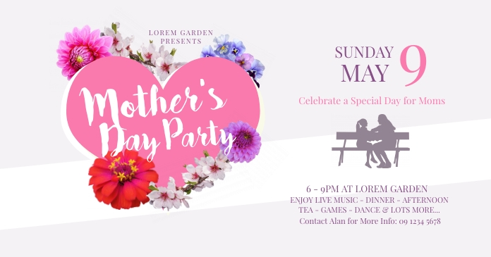 Mother's Day Party Facebook Shared Image Isithombe Esabiwe ku-Facebook template