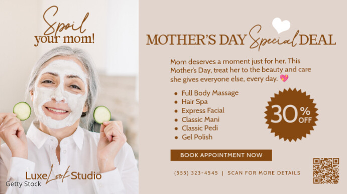 Mother's Day Salon Deals Landscape Ecrã digital (16:9) template