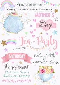 Mother's Day Tea Party Invitation A6 template