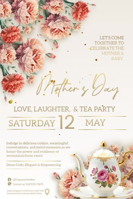Mother's Day Tea Party Poster Cartaz template