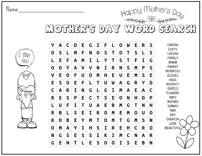 Mother's Day Word Search Рекламная листовка (US Letter) template