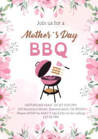 Mother’s Day BBQ Party Invitation Backyard Cookout Flyer A6 template