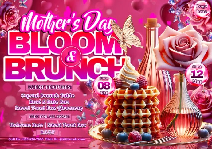 Mother’s Day Bloom & Brunch – A Floral Celebration of Food & Fun A4 template