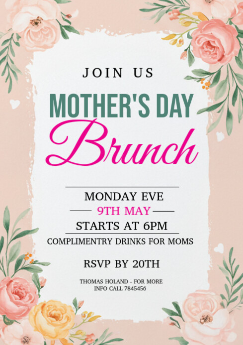 Mother’s Day brunch flyer Template | PosterMyWall