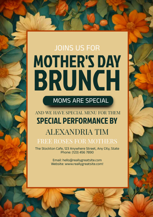 Mother's day, event,brunch A5 template
