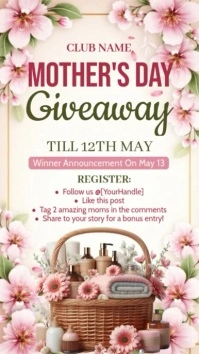 mother's day giveaway, spring, giveaway Instagram Story template