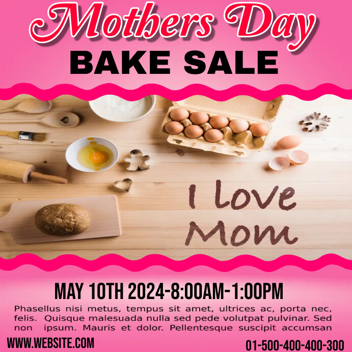 Mother's Day bake sale template Instagram Post
