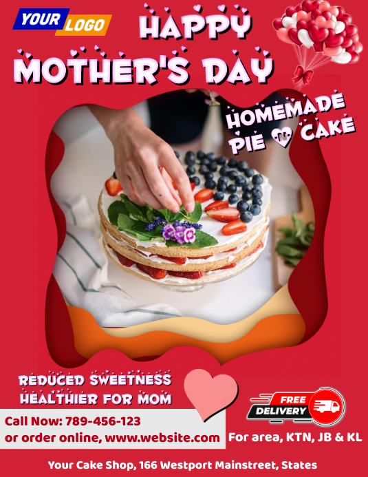 Mother's day bakery promotion flyer Ulotka (US Letter) template
