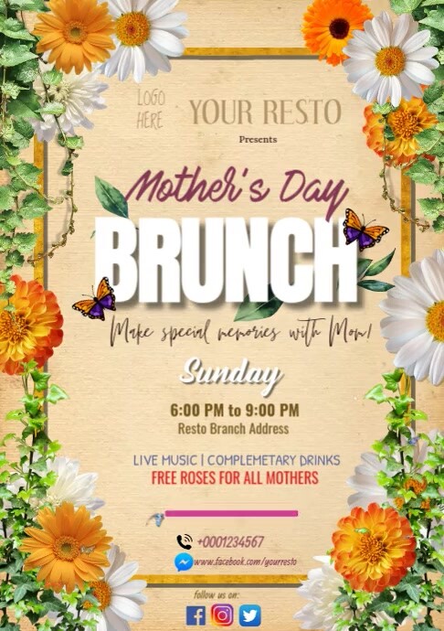 mother's day brunch a4 template