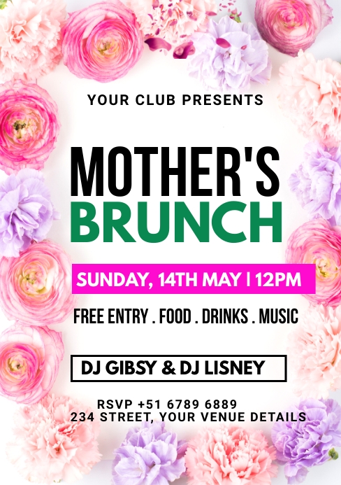 Mother's Day brunch A5 template