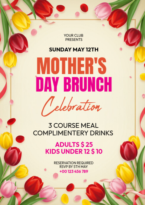 Mother's Day brunch flyer A4 template