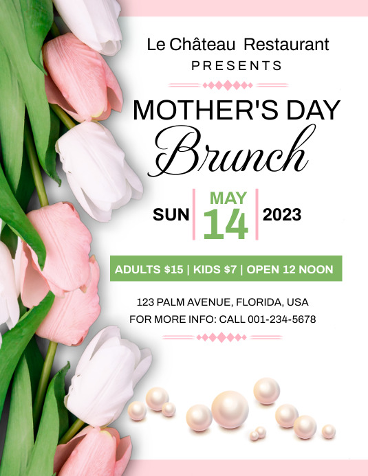 Mother's Day Brunch Flyer Template Ulotka (US Letter)