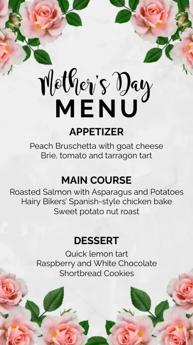Mother's Day Brunch Menu Instagram Story template