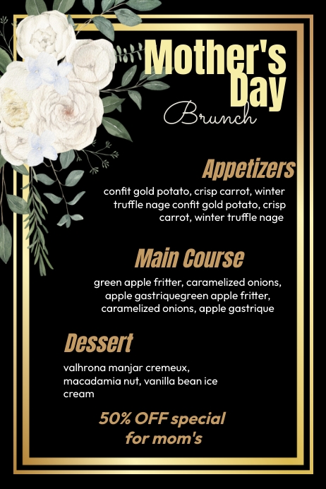 Mother's Day Brunch Menu Poster template