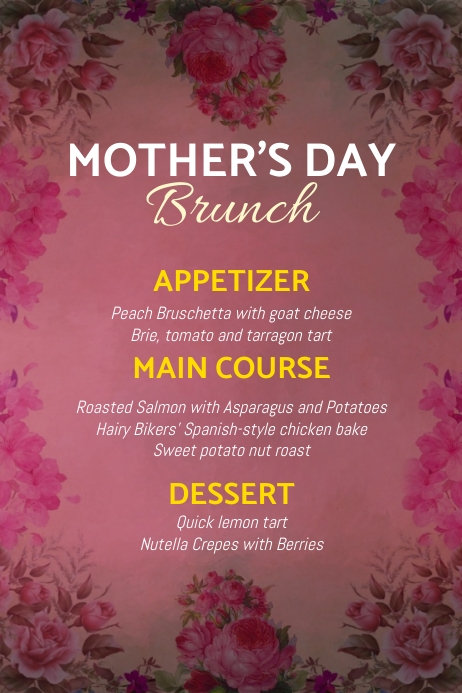 Mother's Day Brunch Menu Poster template