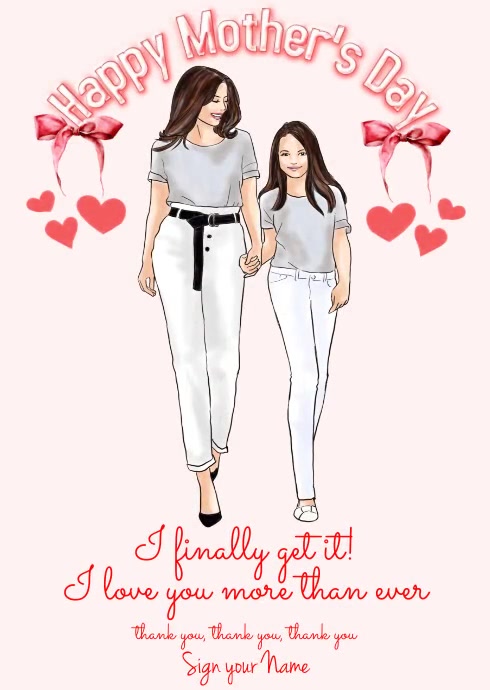 Mother's Day Card from Daughter Template A6