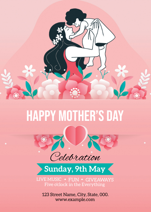 Mother's Day Celebration Flyer A6 template