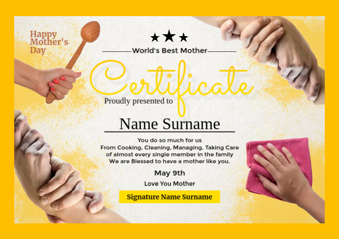 Mother S Day Certificate Template PosterMyWall