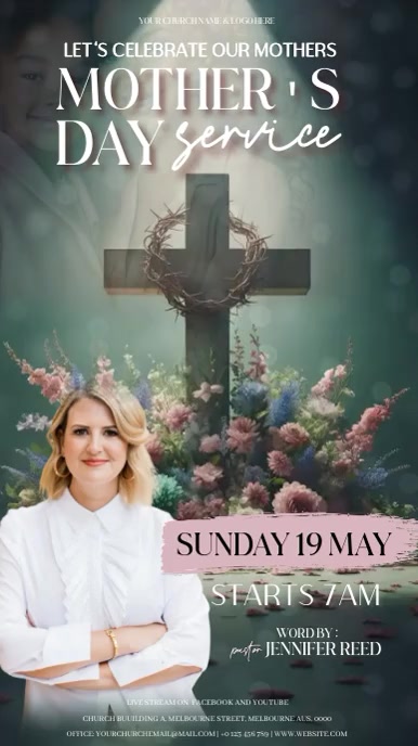 MOTHER'S DAY CHURCH EVENT FLYER Template | PosterMyWall