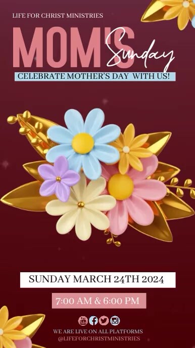Mother's day church event flyer template Instagram Story