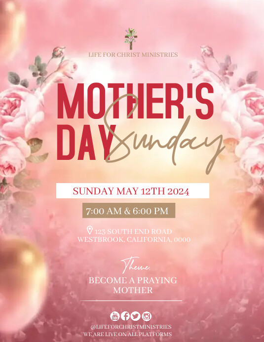 Copy of Mother's day church event flyer template | PosterMyWall