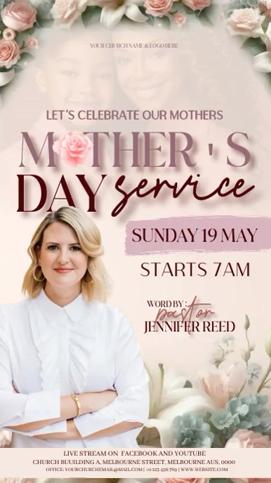 MOTHER'S DAY CHURCH service sermon template Instagram Story
