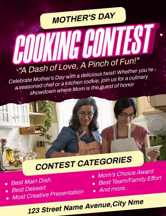 Mother's Day Cooking Contest Ulotka (US Letter) template