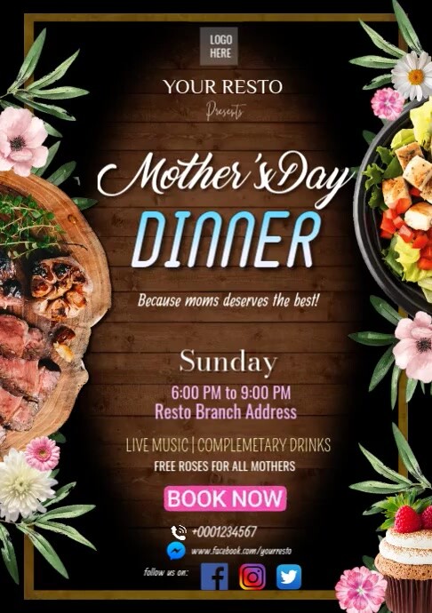 mother's day dinner A4 template