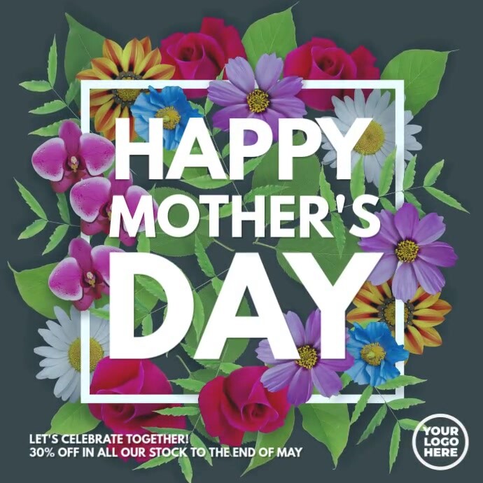 Mother's Day Flower Animation Video Post Square (1:1) template