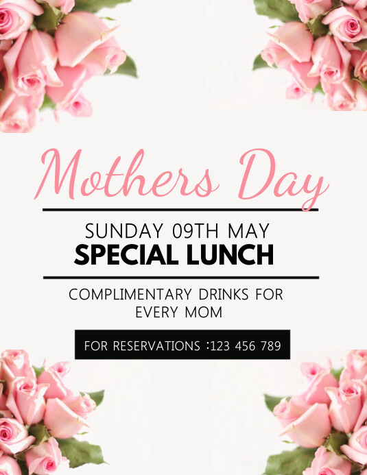 Mother's Day Flyer, Happy Mother's Day, Mother's Day Brunch Template