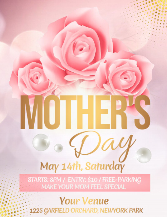 Mother's Day Flyer, Happy Mother's Day Ulotka (US Letter) template