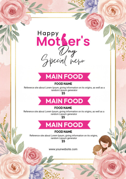 Mother's Day food Menu Template | PosterMyWall