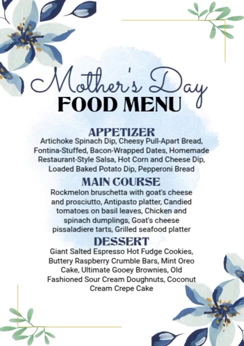 Mother's Day Food Menu Template | PosterMyWall