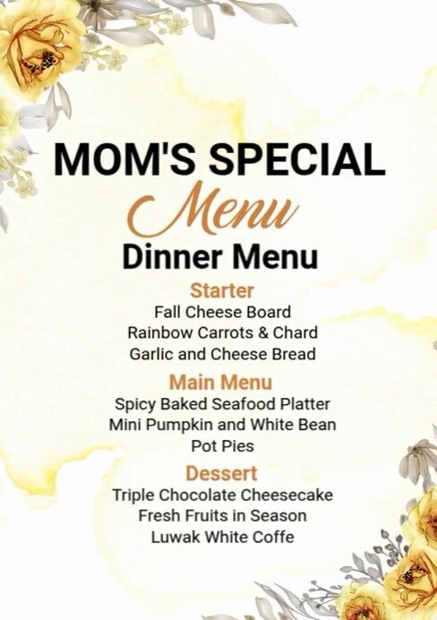 Mother's Day Food Menu A4 template