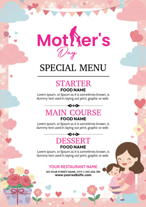 Mother's Day food Menu Template | PosterMyWall