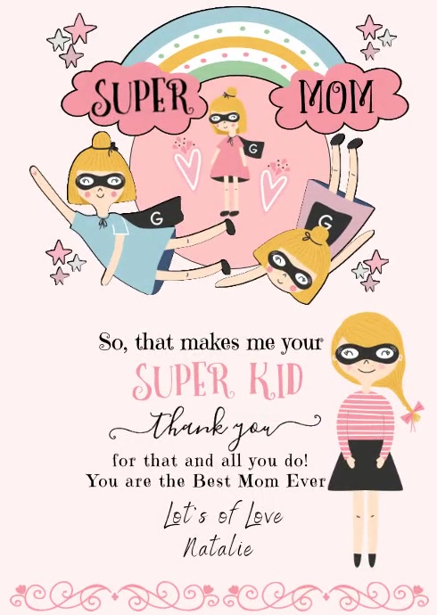 Mother's Day Fun Greeting Card A6 template