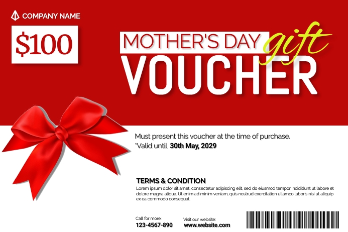 Mother's Day Gift Voucher Label template