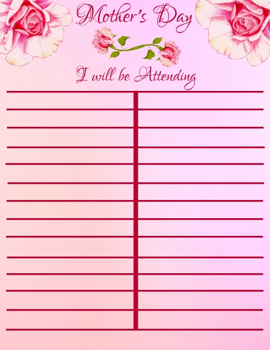 Mother's Day Guest List Sign Up Sheet Template PosterMyWall