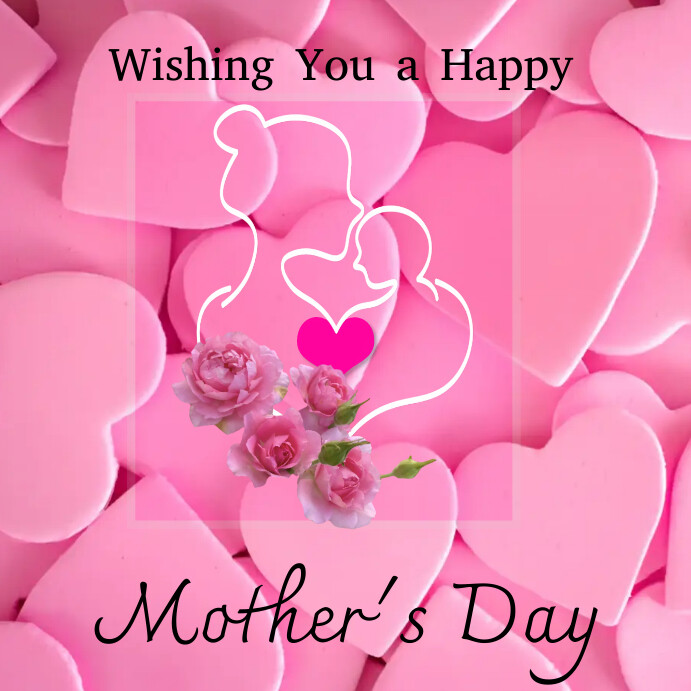 Copy of Mother's day heart shaped pink card | PosterMyWall