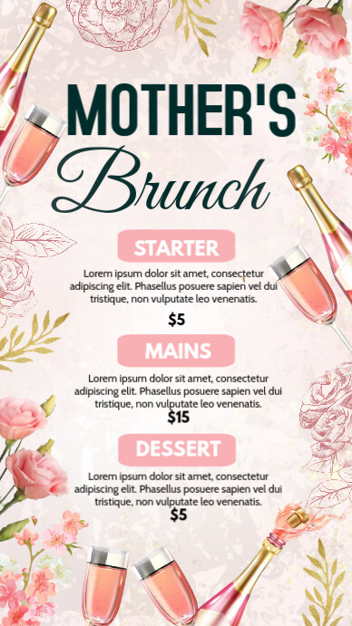 Mother's day menu ,menu 数字显示屏 (9:16) template