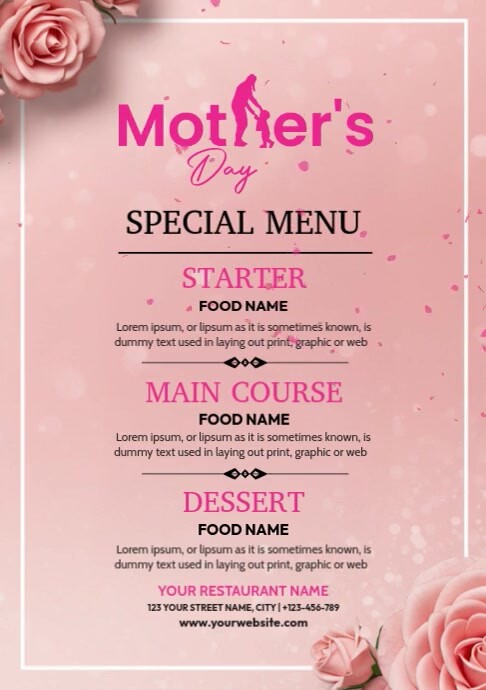 Mother's Day Menu Design A4 template