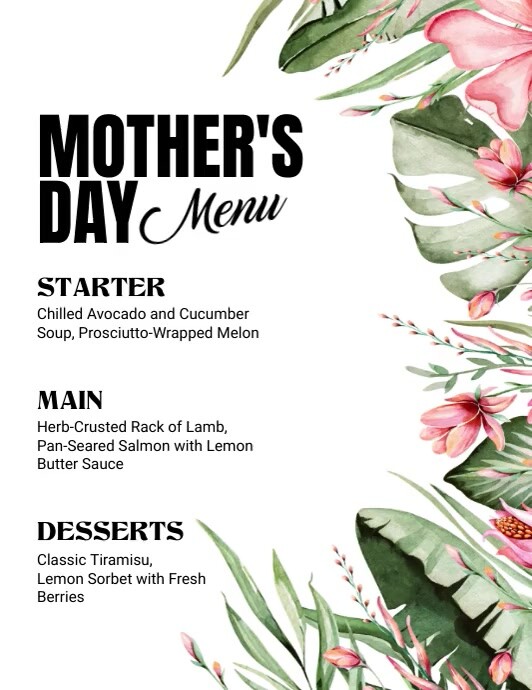 Mother's Day Menu Flyer (US Letter) template