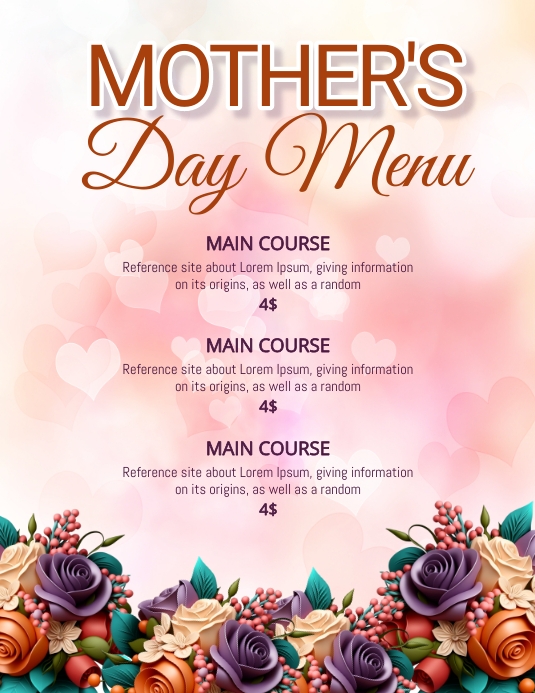mother's day menu Template PosterMyWall mother's day menu Template PosterMyWall