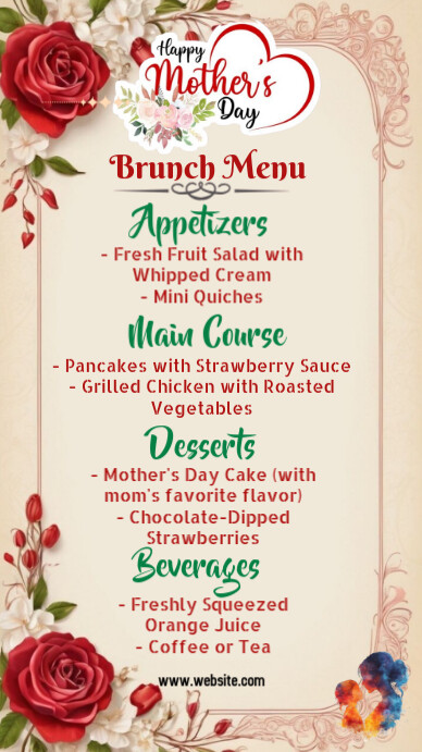 Mother's Day menu Instagram Story template