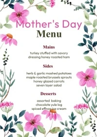 Mother's Day Menu A4 template