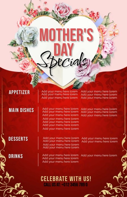 Mother's Day Menu Template | PosterMyWall