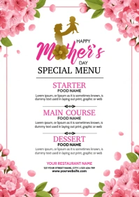 mother's day menu template A4